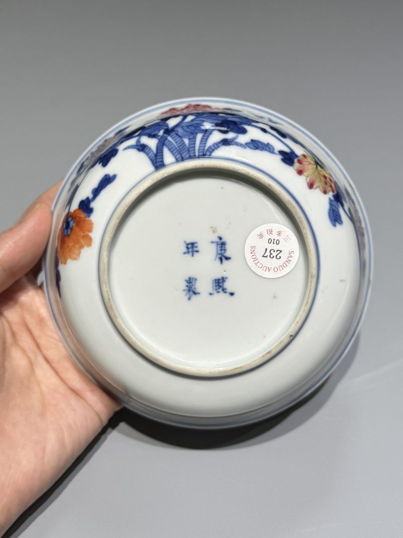    清晚期 青花加彩花卉纹碗 - 图8