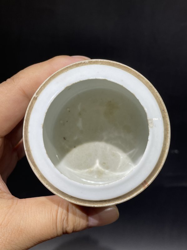 清光绪 浅降彩花鸟纹水盂 - 图6