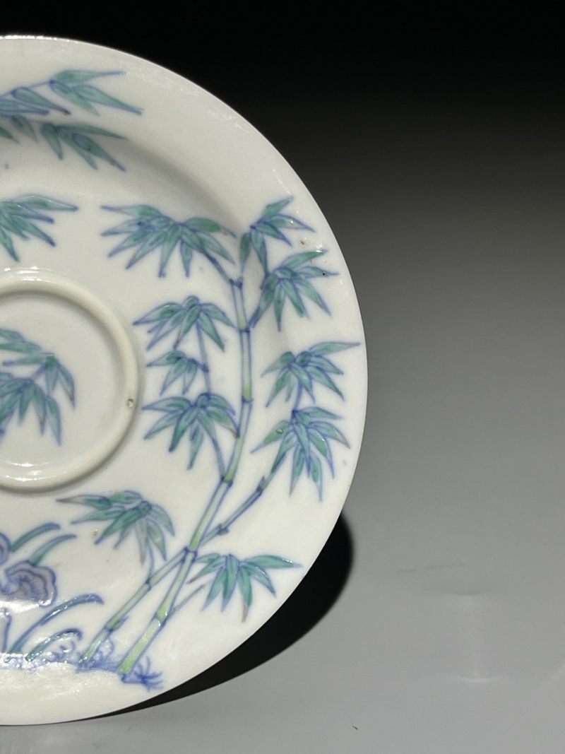    清嘉庆 斗彩翠竹纹盏托 - 图7