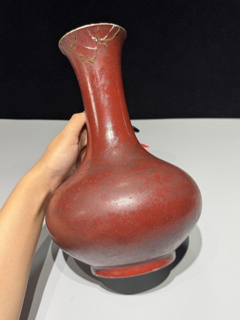    民国 胭脂红釉赏瓶 - 图4