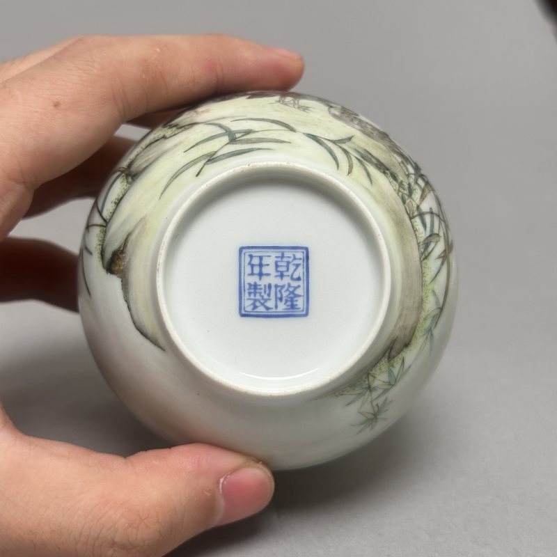 民国 粉彩芦雁图水盂 - 图6