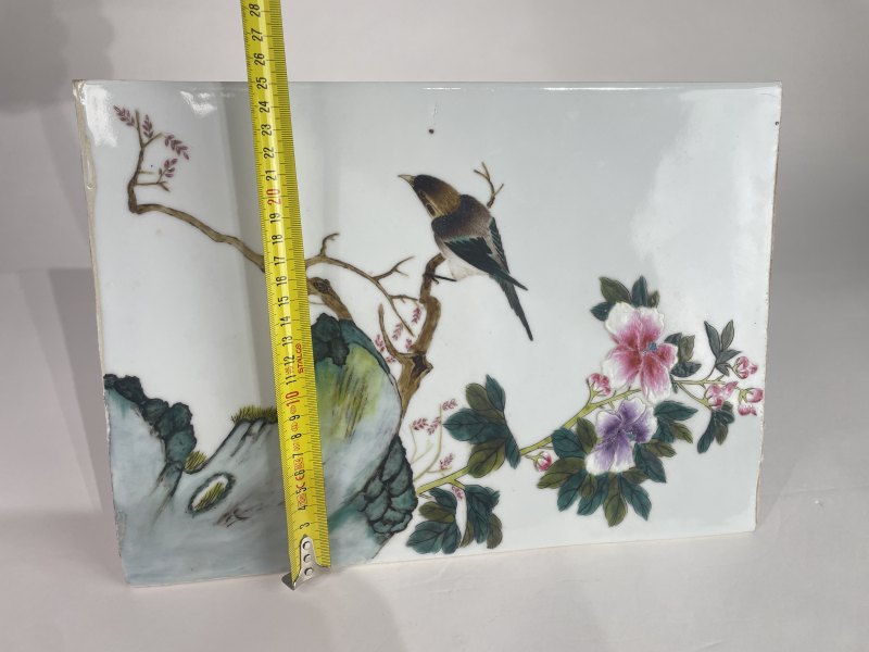 民国 粉彩花鸟纹瓷板 - 图9