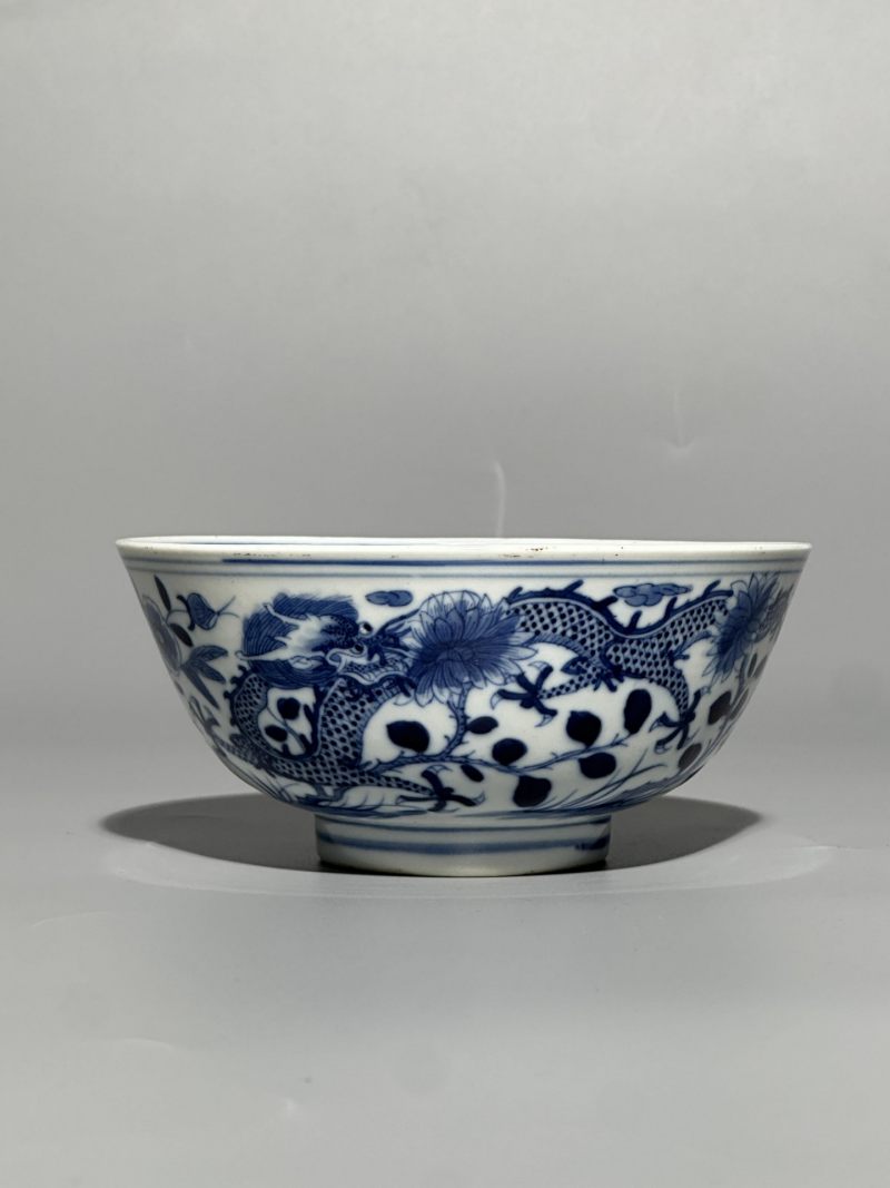    清晚期 青花龙纹碗 - 图2