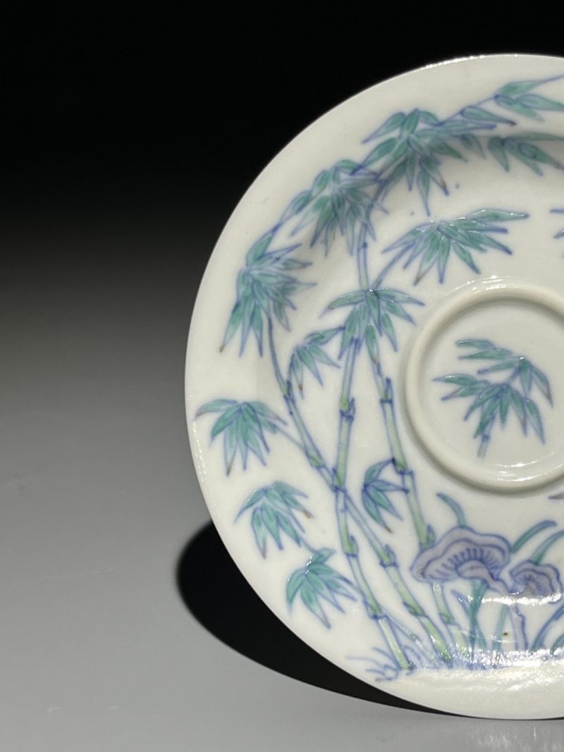    清嘉庆 斗彩翠竹纹盏托 - 图8