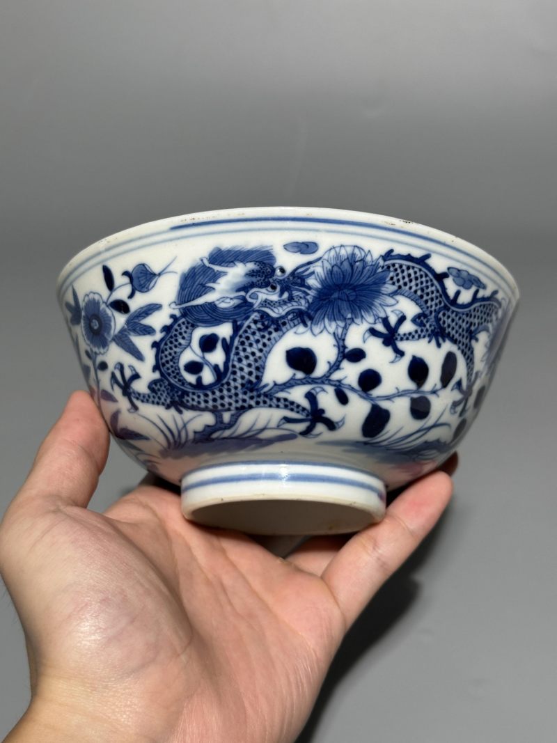    清晚期 青花龙纹碗 - 图3