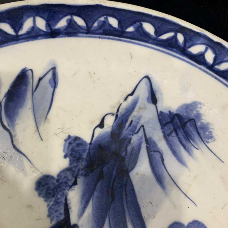 清 青花山水纹大盘 - 图4