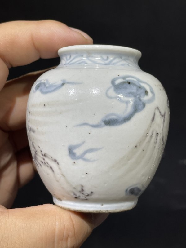 解放后 青花釉里红小罐 - 图3