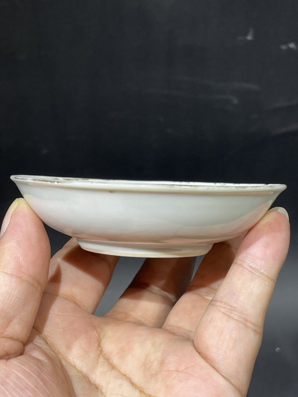 解放后 粉彩花虫诗文小盘一对 - 图9