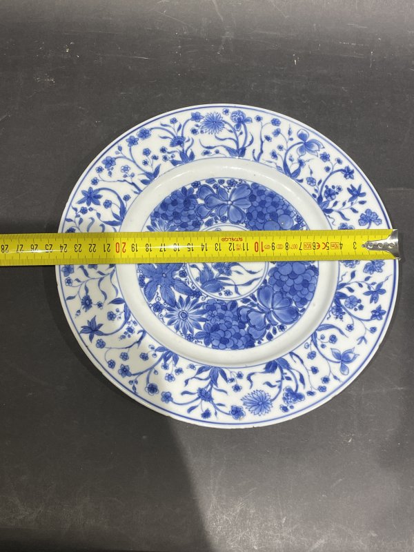 清康熙 青花花卉纹盘 - 图10