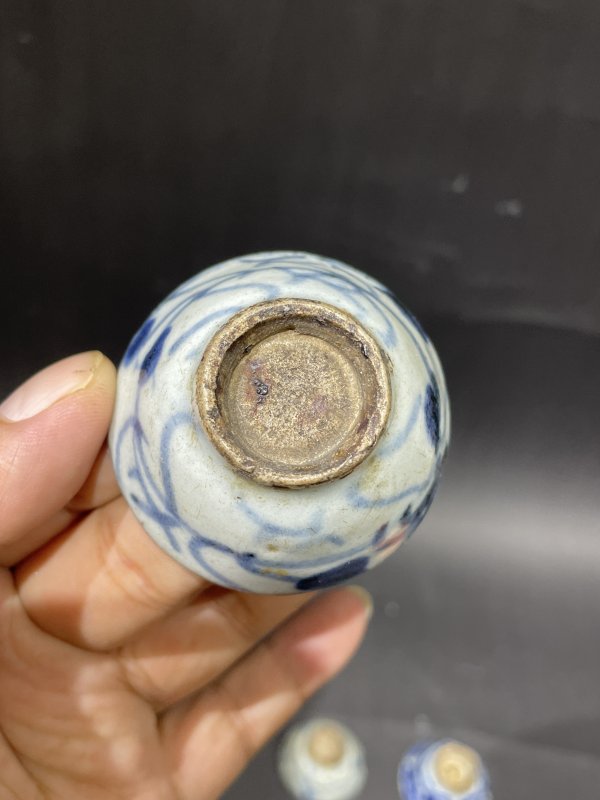 清 粉彩茶壶 杯子 盖 一组八件 - 图23