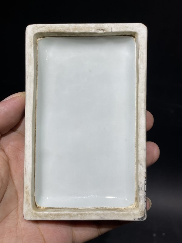 解放后 粉彩花鸟纹盖砚 - 图5
