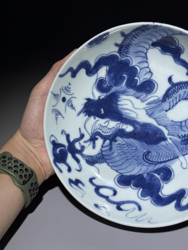    清乾隆 青花过墙龙纹盘 - 图3