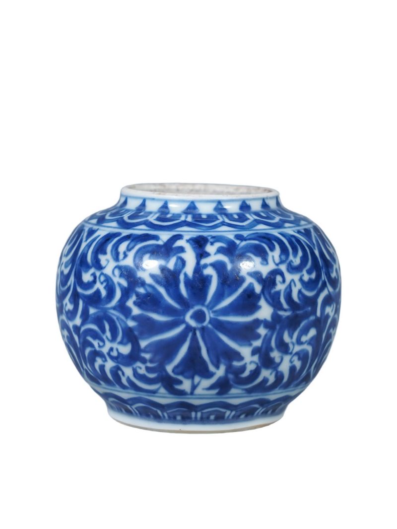    清康熙 青花宝相花纹水盂 - 图1