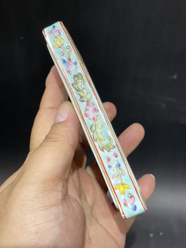 解放后 粉彩花鸟纹盖砚 - 图6