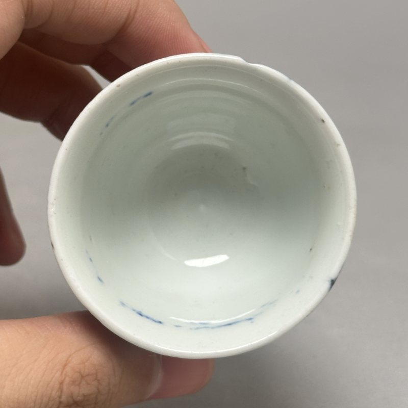 清晚期 青花竹纹杯一对 - 图3
