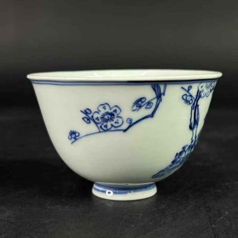 清乾隆 青花花开富贵纹杯 - 图2