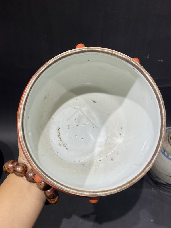清 青花珊瑚红罐三只一组 - 图8