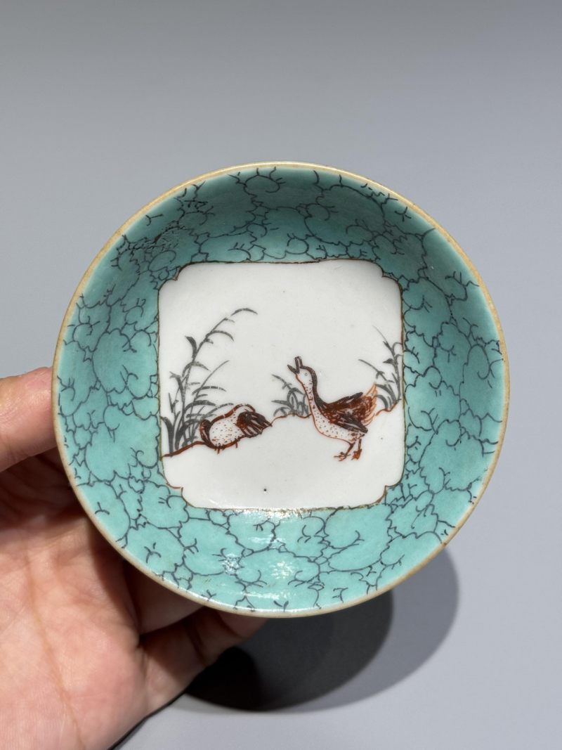    清乾隆 绿釉粉彩飞鸣食宿什锦碟 - 图2