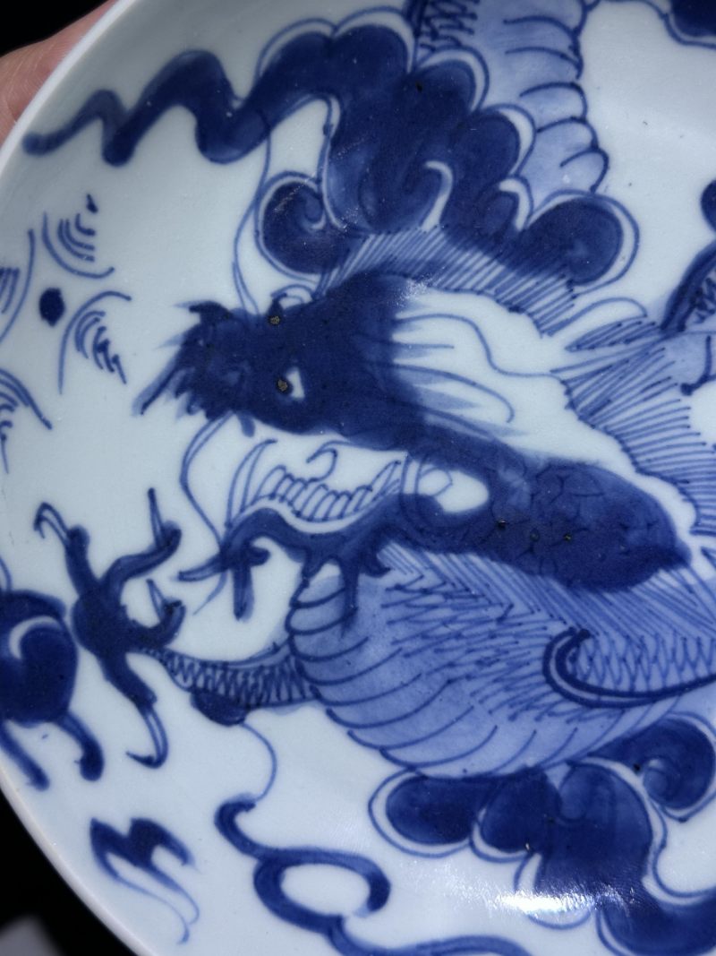    清乾隆 青花过墙龙纹盘 - 图5