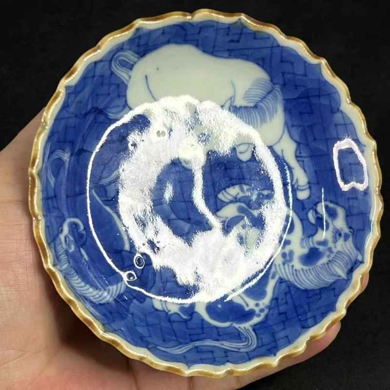 清道光 骏马图花口盘一对 - 图7