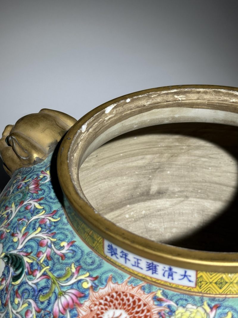    叶冬青风格 粉彩花卉龙纹狮耳罐 - 图13
