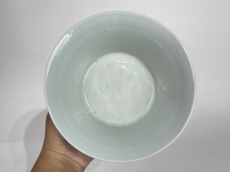 清  青花釉里红花卉诗文碗 - 图6