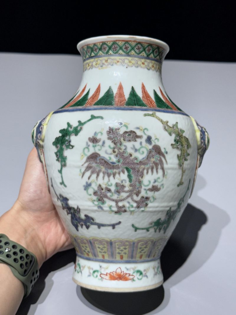    清晚期 五彩团凤纹铺首尊 - 图6