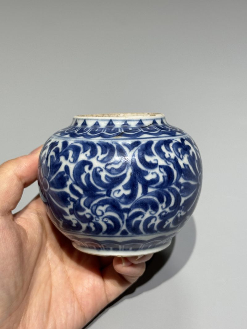    清康熙 青花宝相花纹水盂 - 图4
