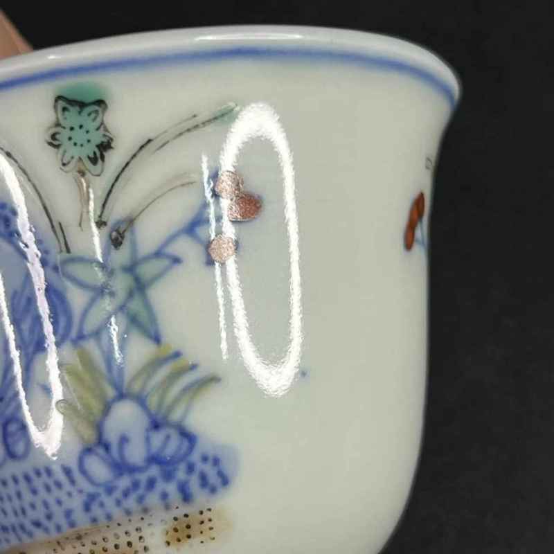 清光绪 斗彩洞石花卉纹杯一对 - 图18