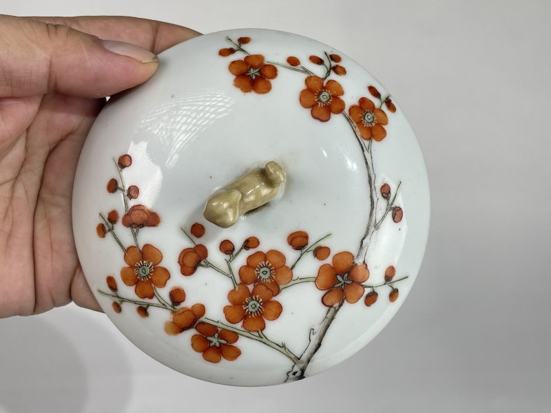 民国 粉彩梅花纹小温锅 - 图3