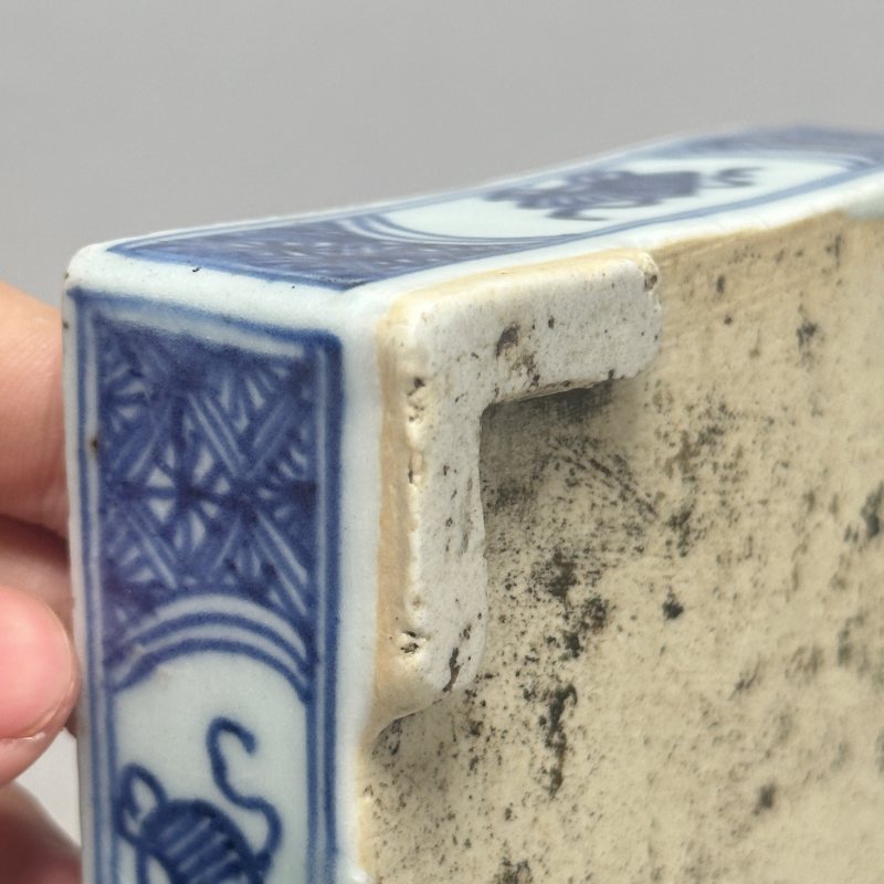 清康熙 青花花卉纹四方印泥盒 - 图8