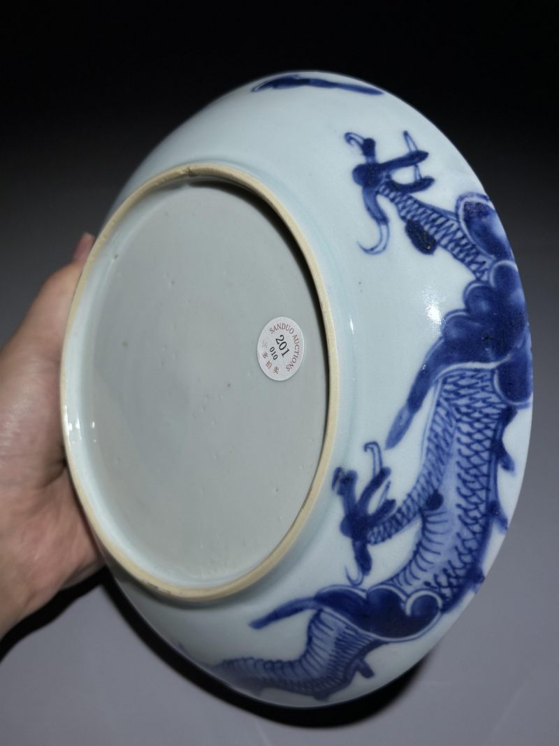    清乾隆 青花过墙龙纹盘 - 图7