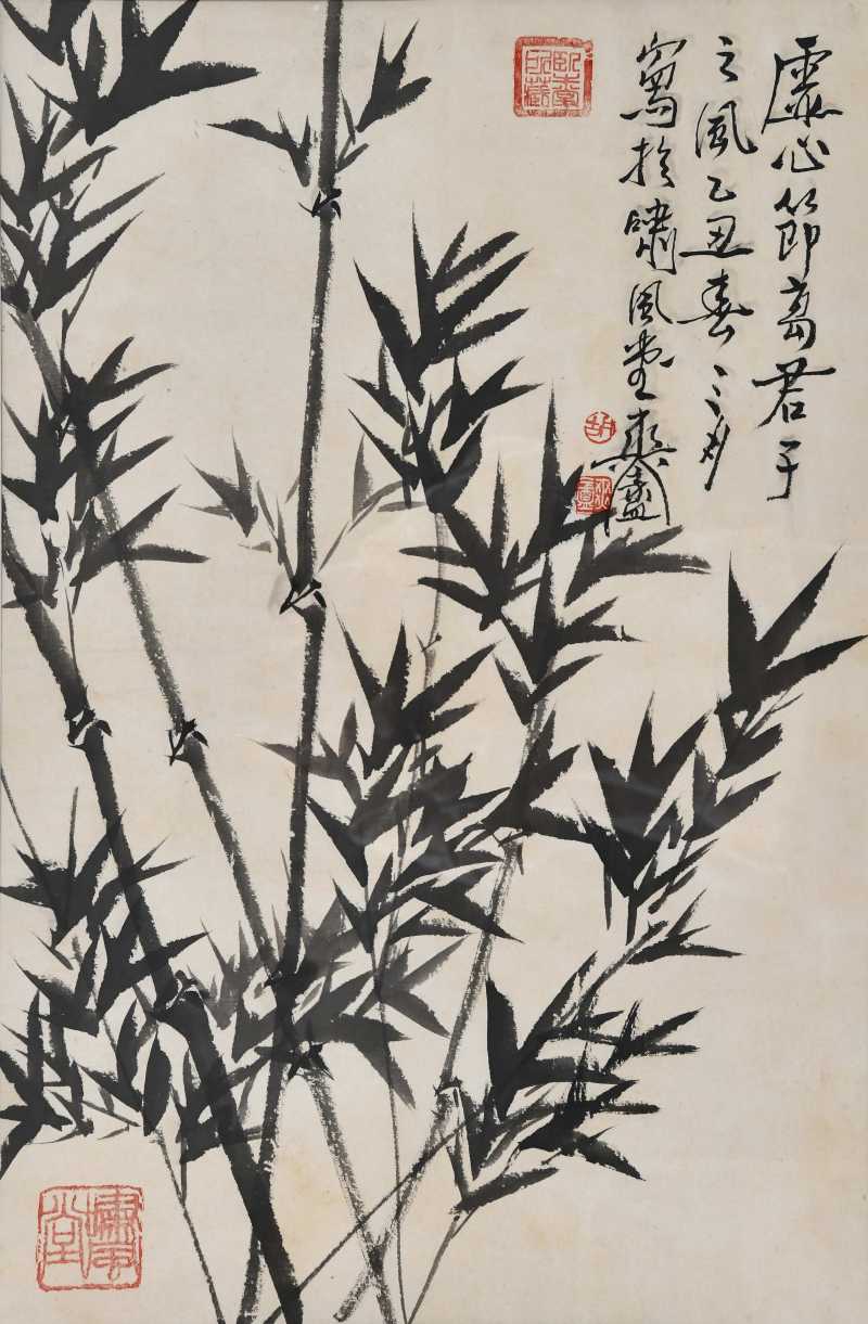  胡爽庵 墨竹 - 图1