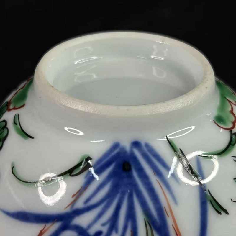 明晚期 青花五彩花卉纹杯 - 图11