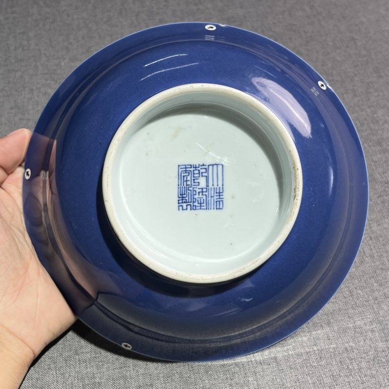 清乾隆祭蓝碗 - 图7