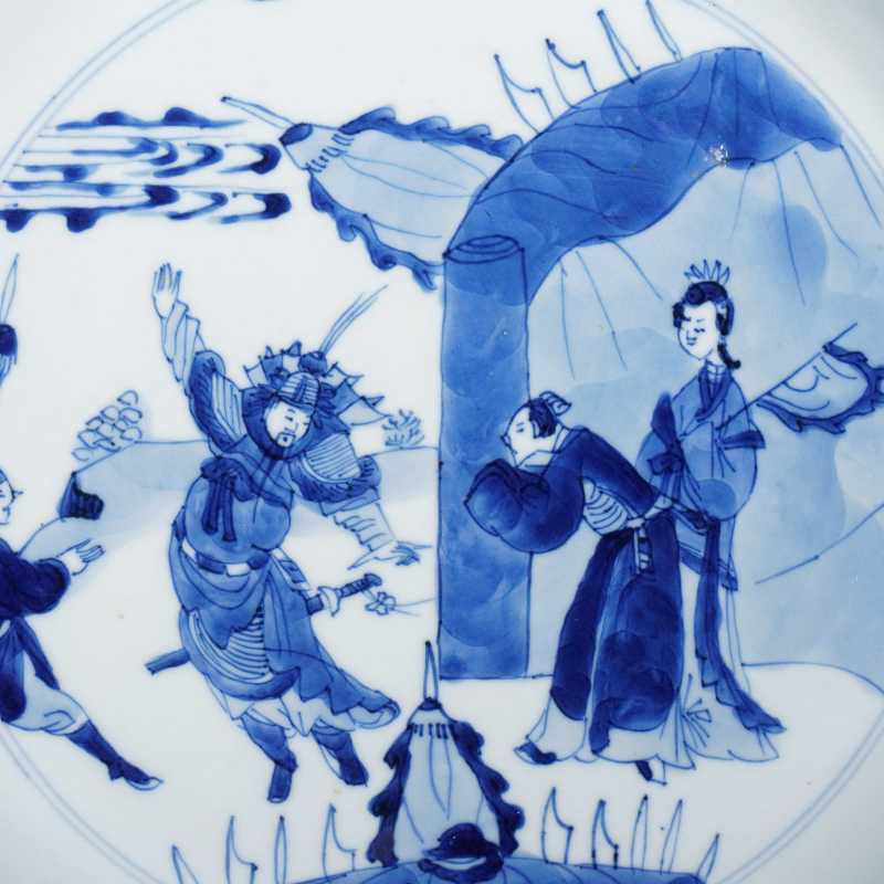 清康熙青花人物故事盘 - 图2