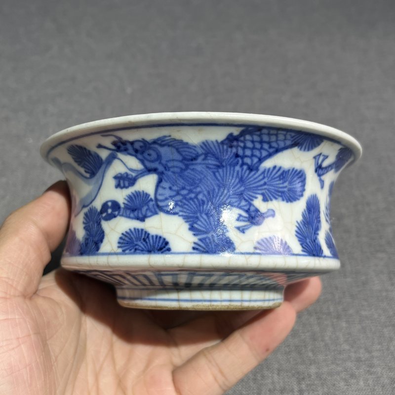 清嘉庆青花鱼化龙洗 - 图4