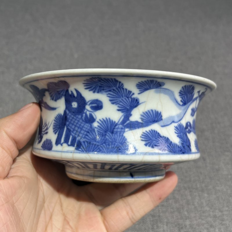 清嘉庆青花鱼化龙洗 - 图5