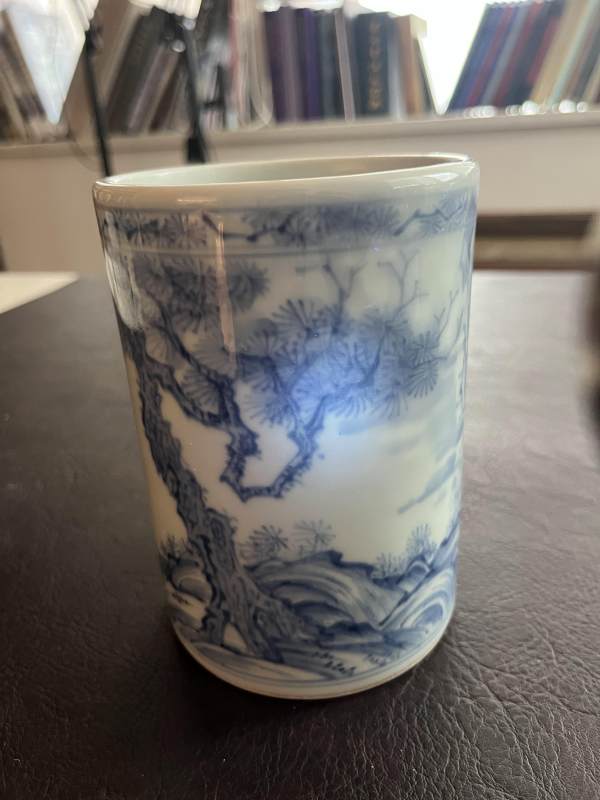 清康熙 青花寒山拾得图笔筒 - 图17