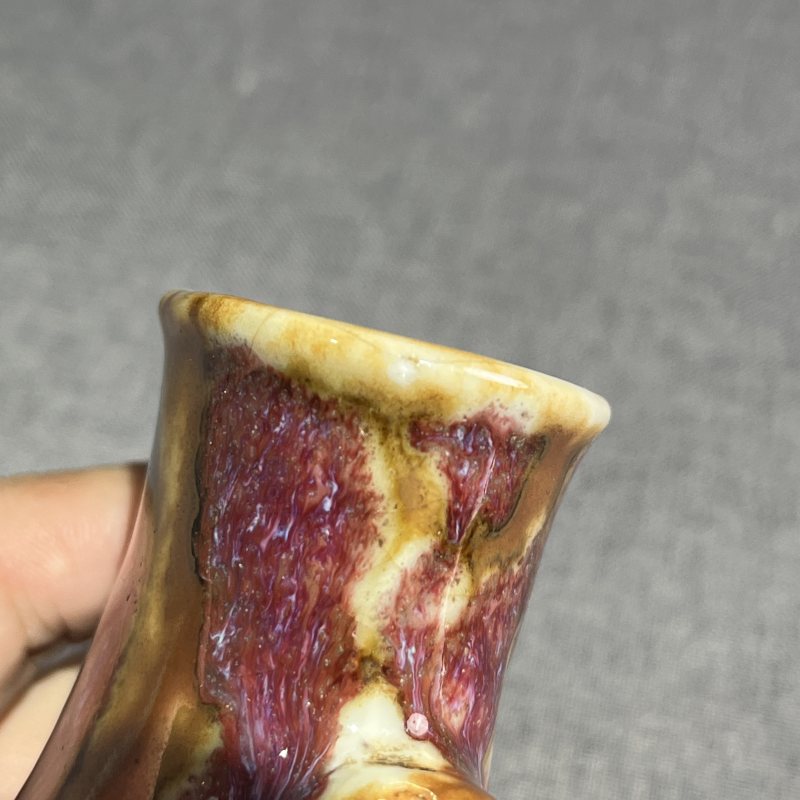 清乾隆窑变釉鸠耳瓶 - 图11