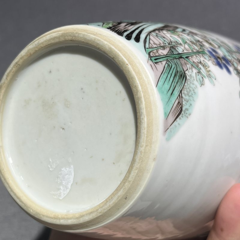 清康熙五彩花鸟莱菔瓶 - 图12