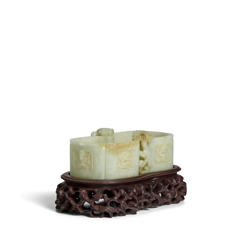 十九/二十世紀 白玉開光盤龍洗 | A WHITE JADE 'DRAGON' WASHER - 图7