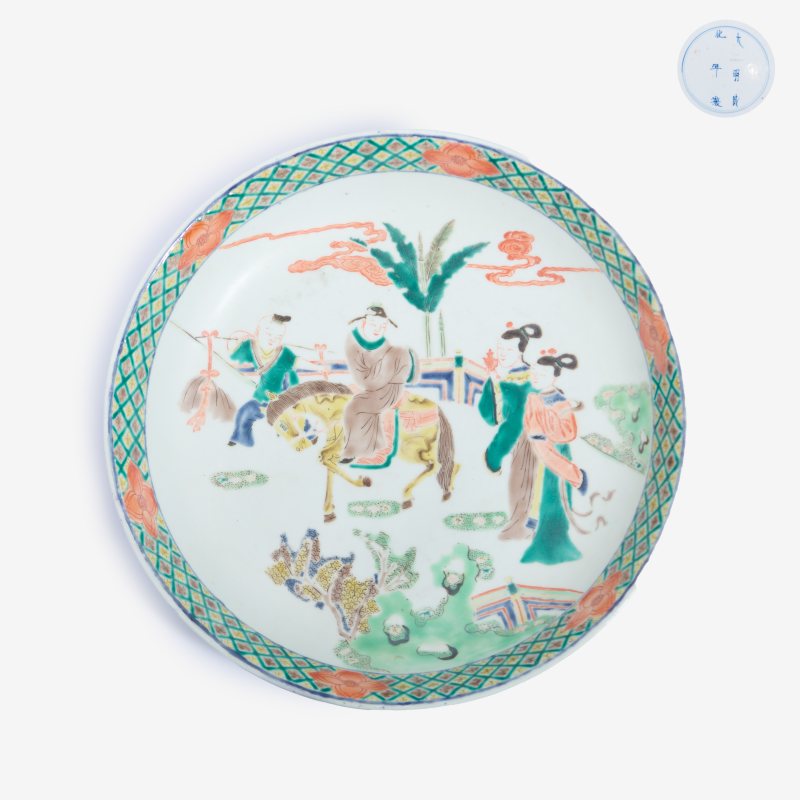 清康熙 五彩长亭送别盘 - 图1
