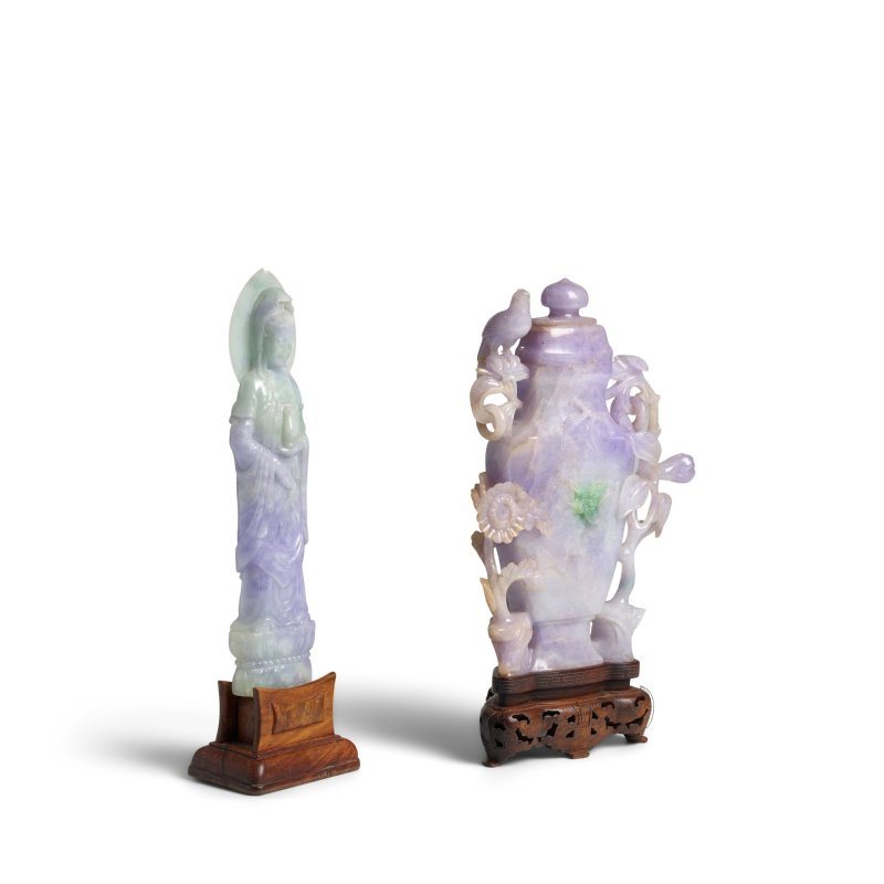 晚清 翠玉鏤雕活環蓋瓶 | A LAVENDAR JADEITE VASE AND COVER - 图6