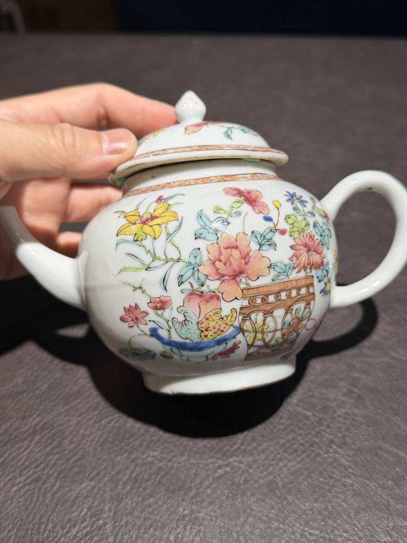清雍正 广珐琅三果花卉纹茶壶 - 图4