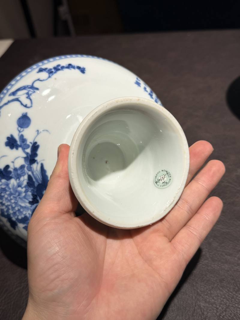 民国 青花花卉高足盘一对 - 图9