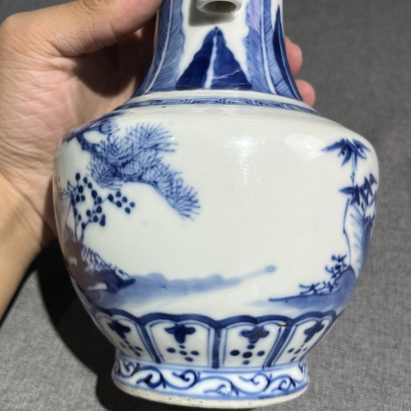 清青花花鸟纹贯耳瓶 - 图6
