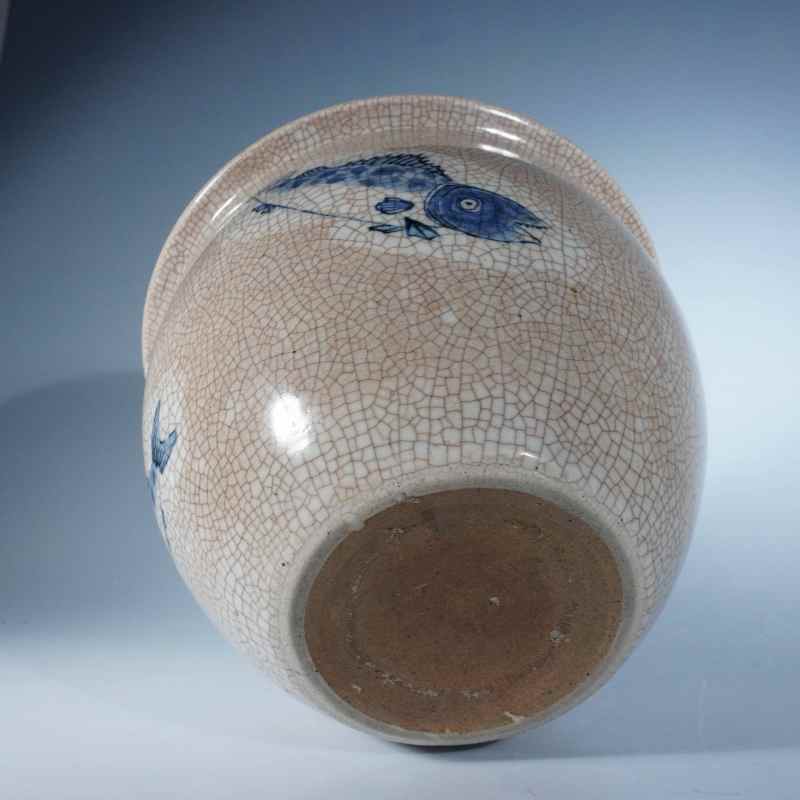 清康熙青花膳血红鱼纹卷缸 - 图3