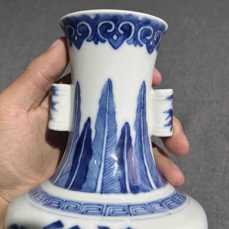 清青花花鸟纹贯耳瓶 - 图8