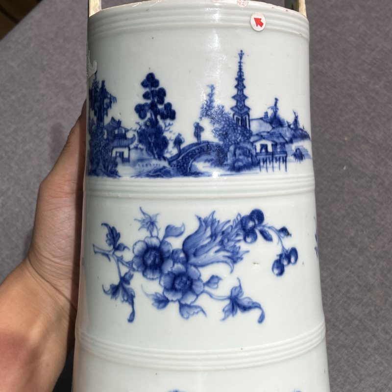 清早期青花山水纹冰桶 - 图8